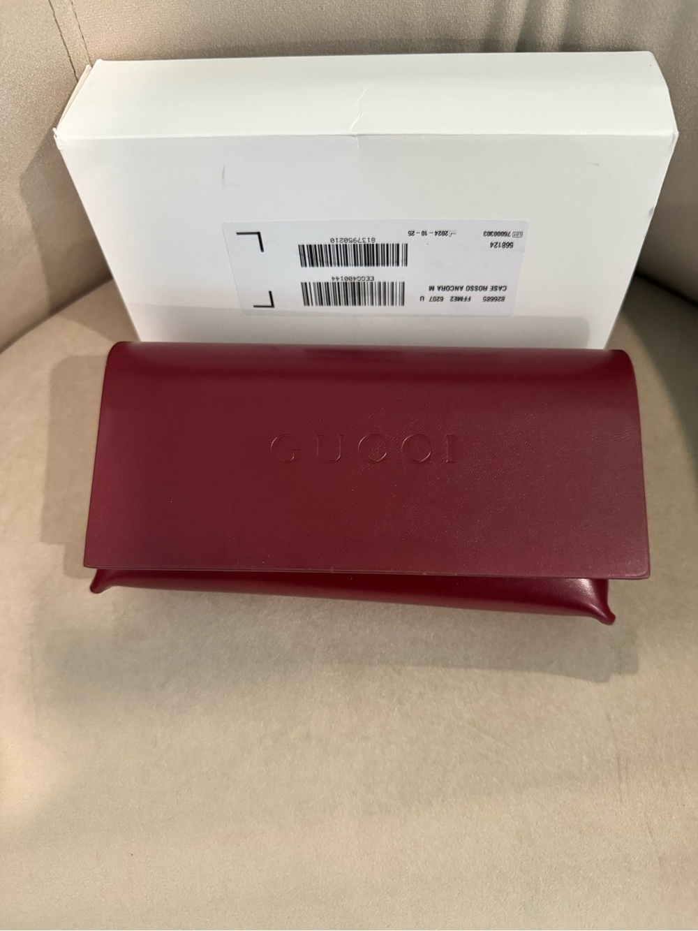 Gucci Wine Red Embossed Leather Sunglass Case
